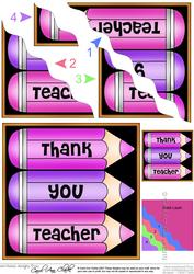 Thank You Teacher Pencils Wavy Corner Side Stacker Topper