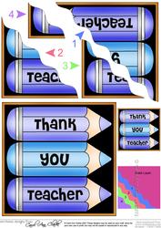 Thank You Teacher Pencils Wavy Corner Side Stacker Topper