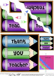 Thank You Teacher Pencils Wavy Corner Side Stacker Topper