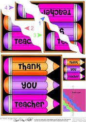 Thank You Teacher Pencils Wavy Corner Side Stacker Topper