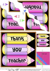 Thank You Teacher Pencils Wavy Corner Side Stacker Topper