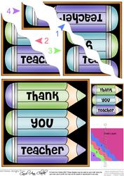 Thank You Teacher Pencils Wavy Corner Side Stacker Topper