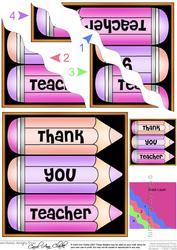 Thank You Teacher Pencils Wavy Corner Side Stacker Topper