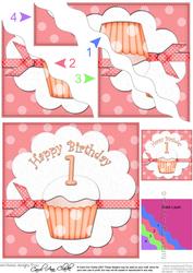 1st Birthday Cupcake Felties Wavy Corner Side Stacker