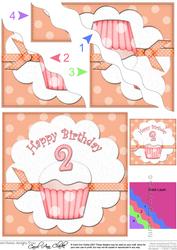 2nd Birthday Cupcake Felties Wavy Corner Side Stacker