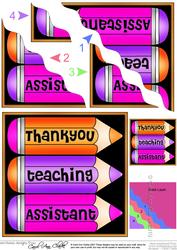 Thank You Teaching Assistant Pencils Wavy Corner