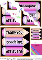 Thank You Teaching Assistant Pencils Wavy Corner