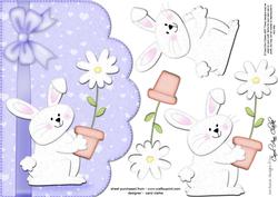 A5 Little Bunny Boy Felties Scalloped Edge N 3D Decoupage