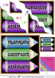 Thank You Classroom Assistant Pencils Wavy Corner