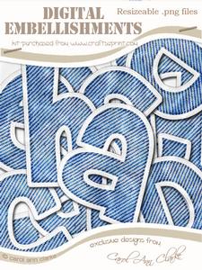 Denim Felties Lowercase Alpha Digital Embellishment