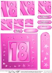 18th Bright Metallic Age Quick Card with Twisted Pyramage