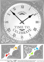 8 x 8 Time to Celebrate Clock Scalloped Corner Topper