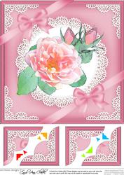 8 x 8 Rose and Lace Scalloped Corner Topper