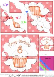 6th Birthday Cupcake Felties Wavy Corner Side Stacker