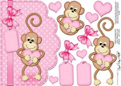 A5 Chunky Monkey Felties Scalloped Edge N 3D Decoupage