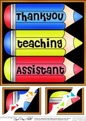 8 x 8 Thank You Teaching Assistant Pencils Scalloped Corner