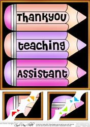 8 x 8 Thank You Teaching Assistant Pencils Scalloped Corner