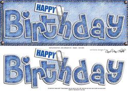 Large Dl Happy Birthday Denim Felties Quick Card N 3D Decoup