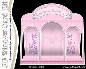 3D Christening Window Card Kit with Decoupage N Envelope