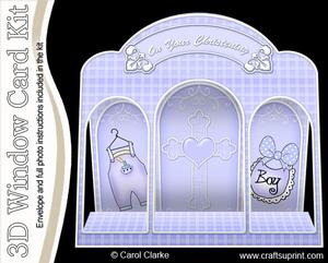 3D Christening Window Card Kit with Decoupage N Envelope