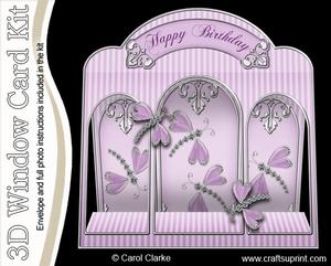 3D Dragonfly Window Card Kit with Decoupage N Envelope