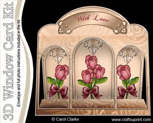 3D Roses Window Card Kit with Decoupage N Envelope
