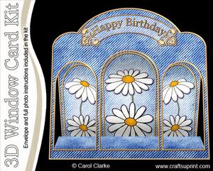 3D Denim N Daisies Window Card Kit with Decoupage N Envelope