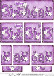 Dl Happy Birthday Denim N Daisies Felties Side Stacker Toppe