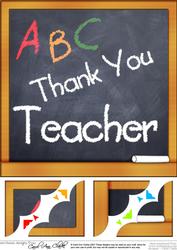 8x8 Thank You Teacher Blackboard Scalloped Corner Topper