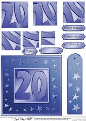 20th Bright Metallic Age Quick Card with Twisted Pyramage