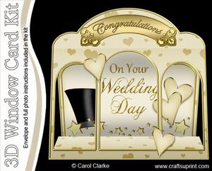 3D Wedding Window Card Kit Decoupage N Envelope