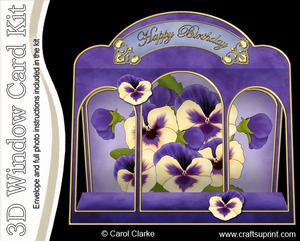 3D Pansy Window Card Kit Decoupage N Envelope