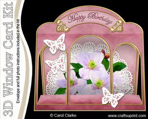 3D Pastel Flowers N Lace Window Card Kit Decoupage N Envelop