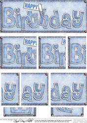 Dl Happy Birthday Denim Felties Side Stacker Topper