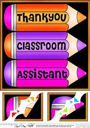 8 x 8 Thank You Classroom Assistant Pencils Scalloped Corner
