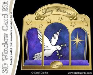 3D Xmas Dove Window Card Kit Decoupage N Envelope