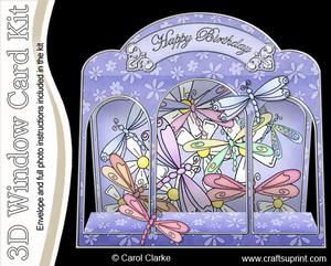 3D Dreamy Dragonflies Window Card Kit Decoupage N Envelope