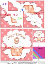 8th Birthday Cupcake Felties Wavy Corner Side Stacker