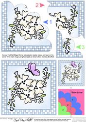 Flowers and Butterfly Shell Edged Corner Side Stacker