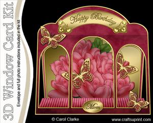 3D Just Roses Window Card Kit with Decoupage N Envelope