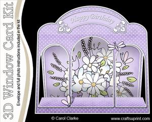 3D Pastel Flowers Window Card Kit Decoupage N Envelope