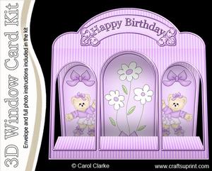 3D Ballet Bears Window Card Kit with Decoupage N Envelope