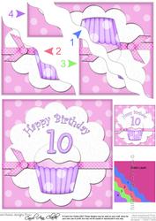 10th Birthday Cupcake Felties Wavy Corner Side Stacker