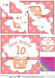 10th Birthday Cupcake Felties Wavy Corner Side Stacker