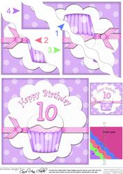 10th Birthday Cupcake Felties Wavy Corner Side Stacker