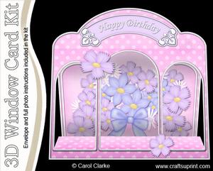 3D Pretty Floral Window Card Kit Decoupage N Envelope