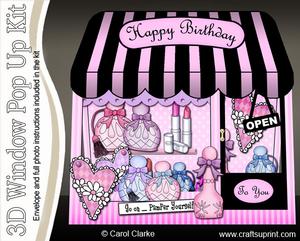3D Pamper Yourself Window Pop Up Card Decoupage N Envelope