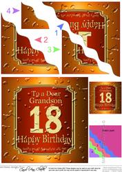 18th Birthday Grandson Beer Label Wavy Corner Side Stacker