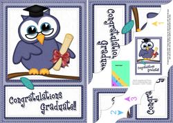 A5 Wise Owl Congratulations Graduate Felties Scallop Corner