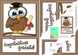 A5 Wise Owl Congratulations Graduate Felties Scallop Corner